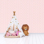 Papel de Parede Adesivo Menina Ursinho Rosa Claro
