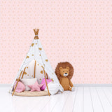 Papel de Parede Adesivo Menina Ursinho Rosa Claro