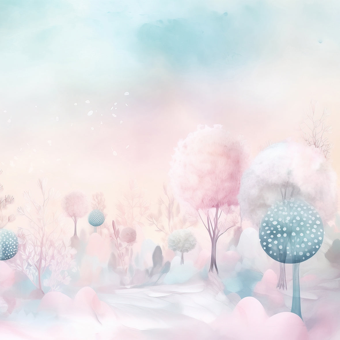 Papel de Parede Adesivo Floresta Algodão Doce