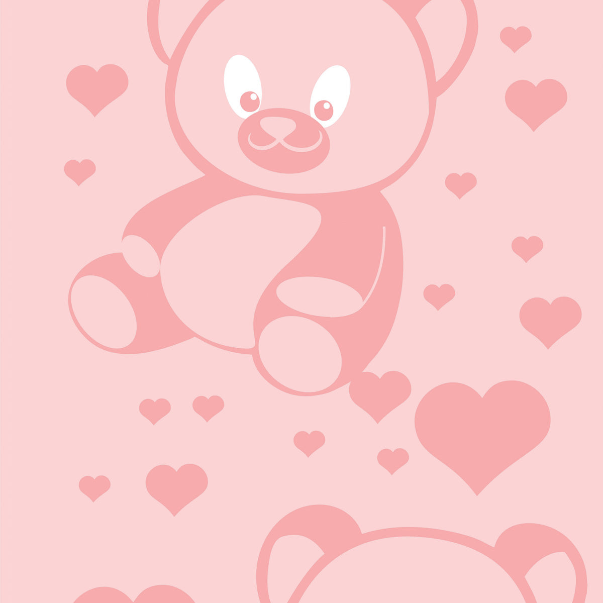 Papel de Parede Adesivo Menina Ursinho Rosa