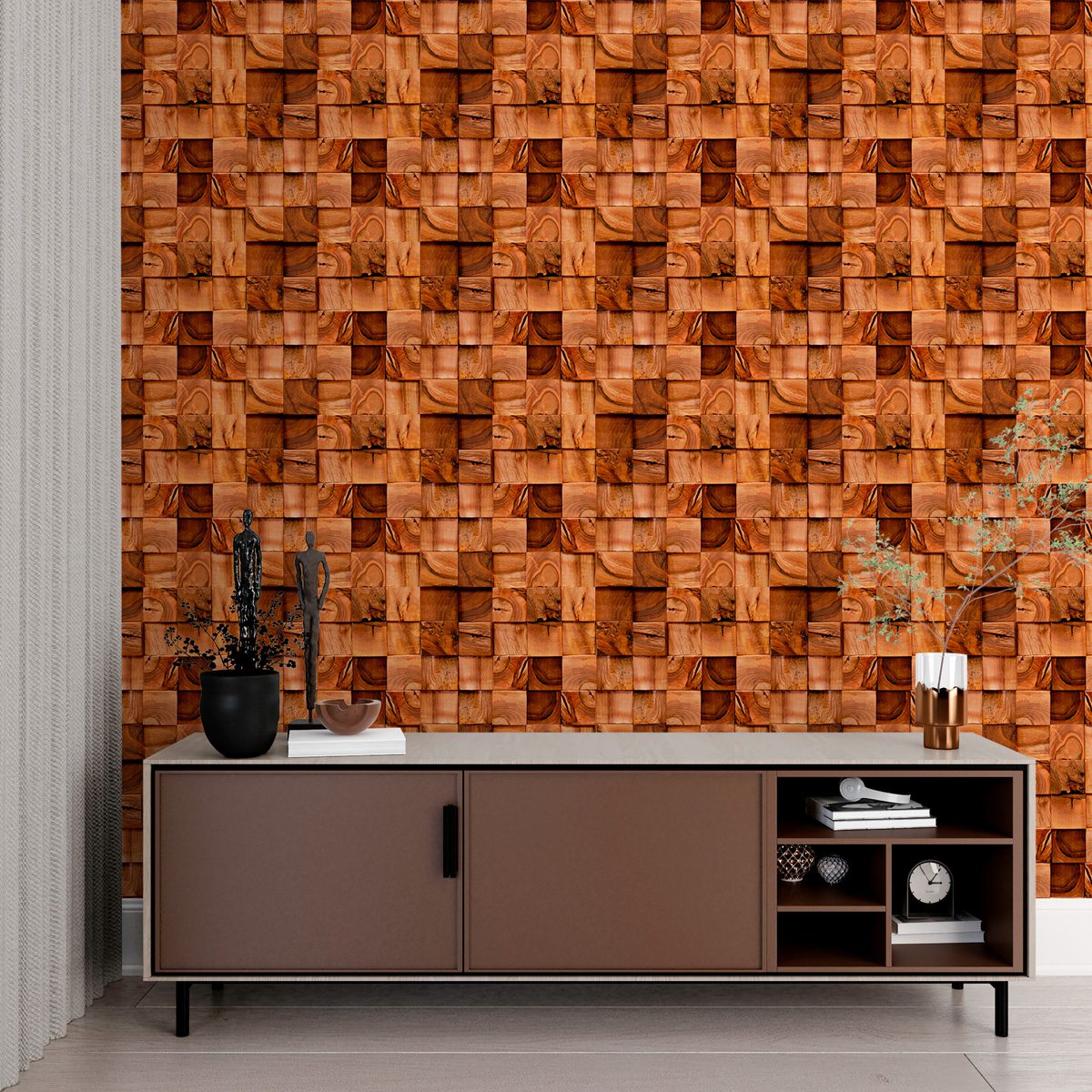 Papel de Parede Adesivo Industrial Madeira Decor 86