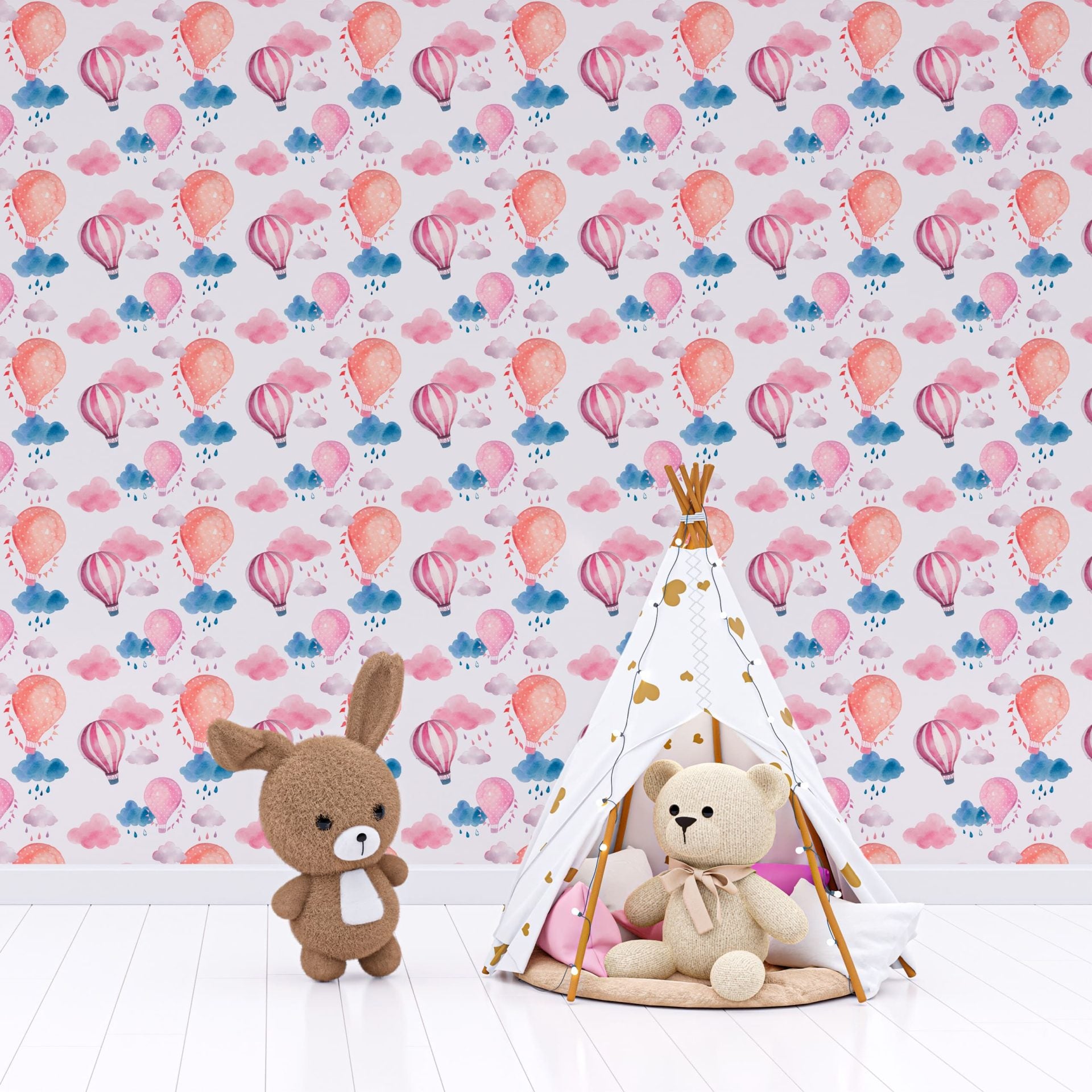 Papel de Parede Adesivo Menina Balão Rosa