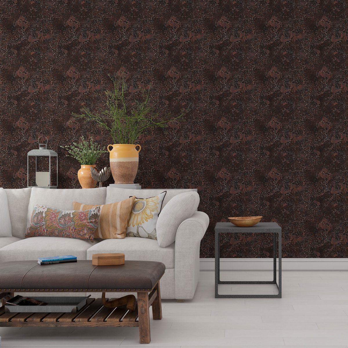 Papel de Parede Adesivo Industrial Aço Enferrujado Decor 08