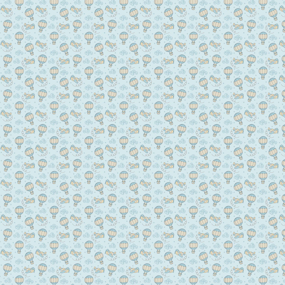 Papel de Parede Adesivo Menino Céu de Brincadeiras Balão e Avião