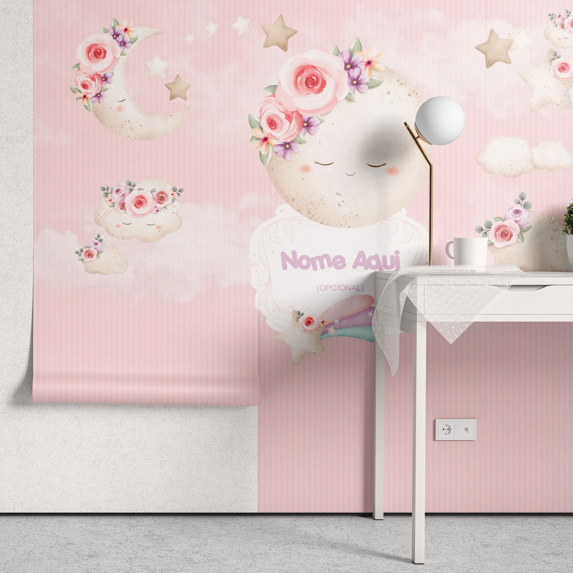 Papel de Parede Adesivo Menina Lua Encantada