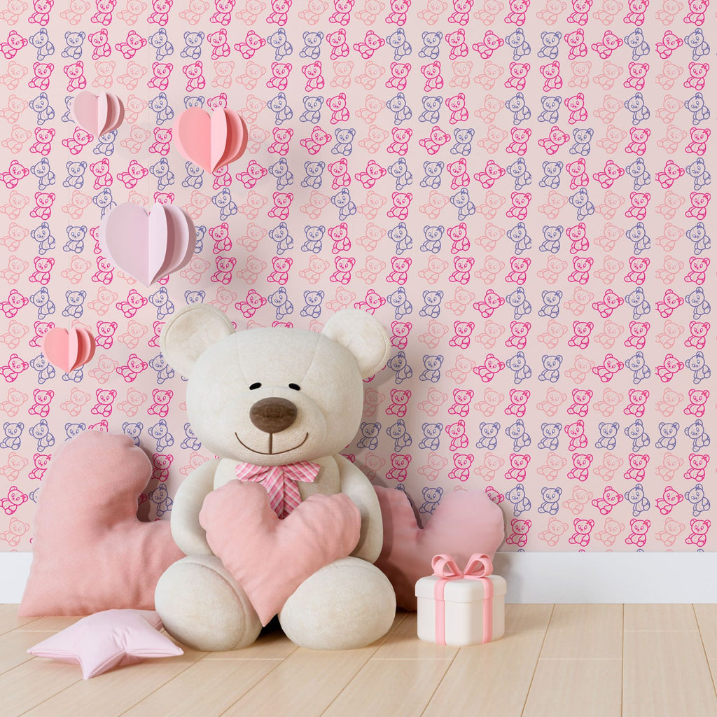 Papel de Parede Adesivo Menina Ursinho