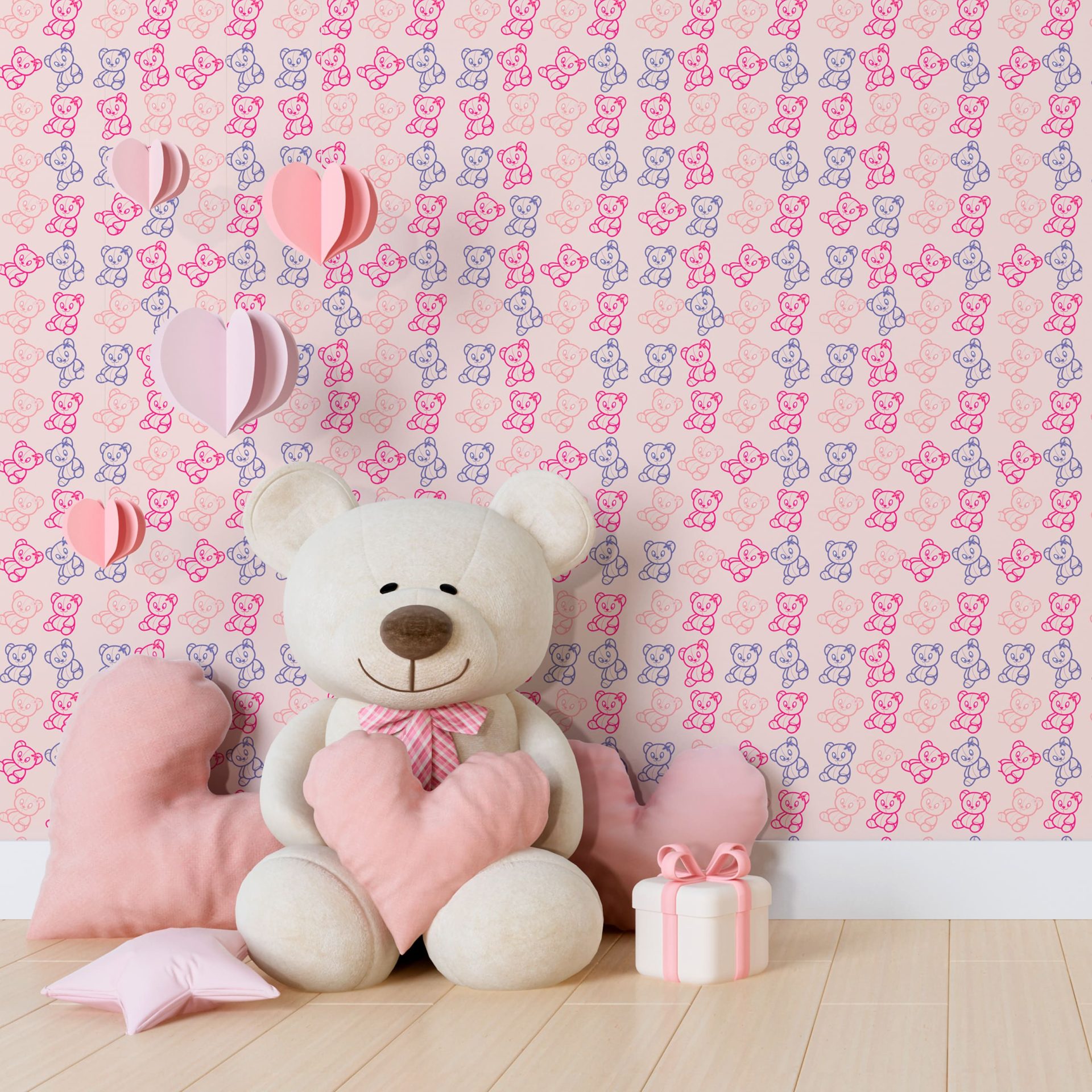 Papel de Parede Adesivo Menina Ursinho