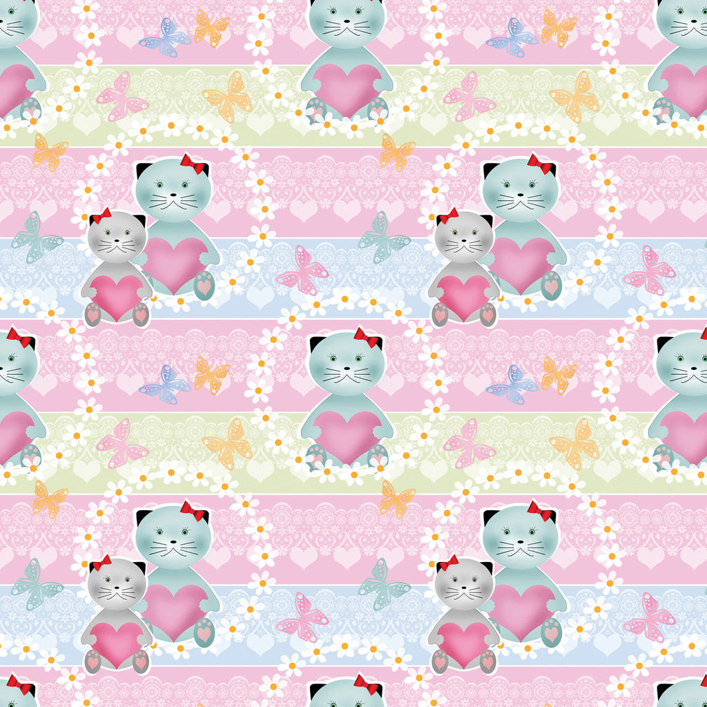 Papel de Parede Adesivo Menina Gatinhos
