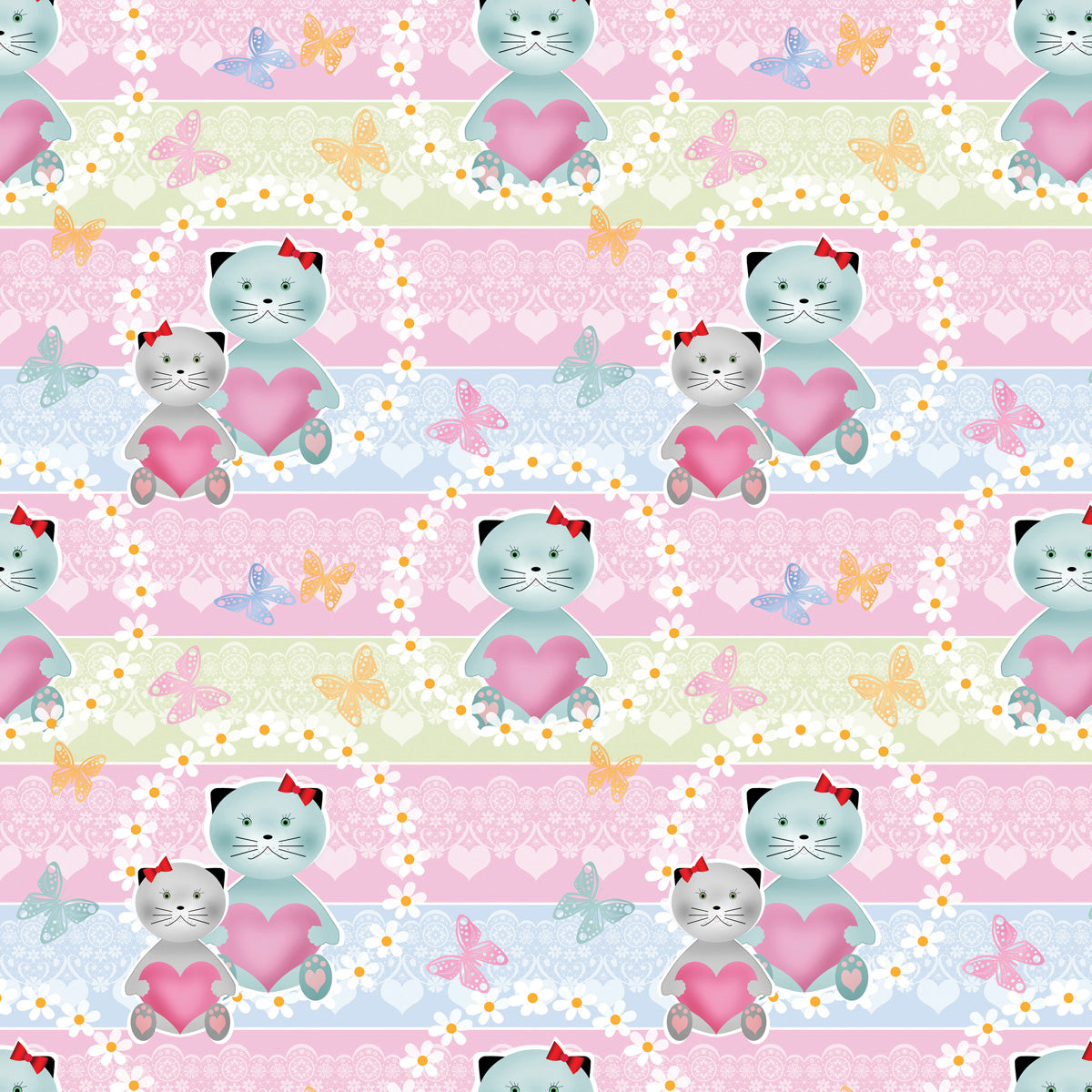 Papel de Parede Adesivo Menina Gatinhos