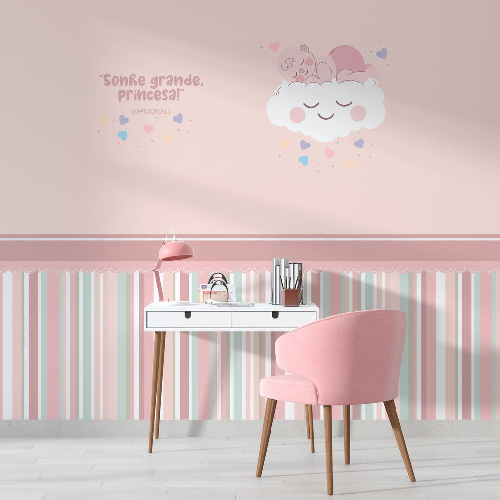 Papel de Parede Adesivo Menina Nuvem Carinhosa