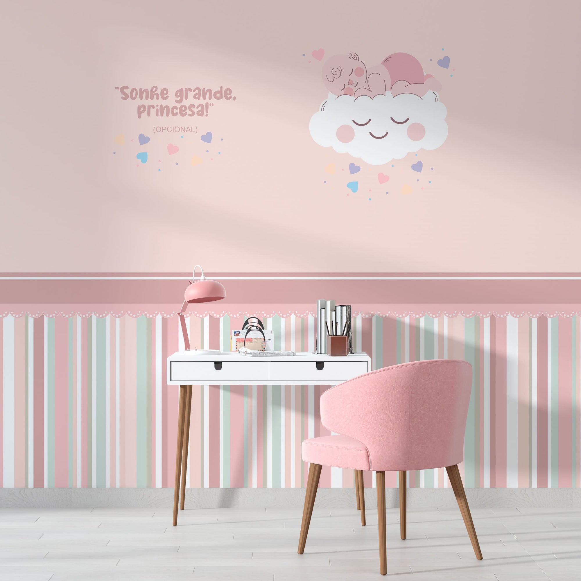 Papel de Parede Adesivo Menina Nuvem Carinhosa