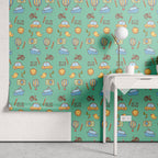 Papel de Parede Adesivo Menino Desenhos Verde