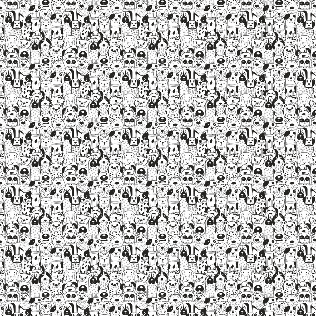 Papel de Parede Adesivo Doodle Dogs