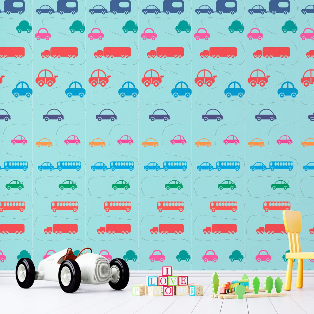 Papel de Parede Adesivo Menino Comboio das Cores