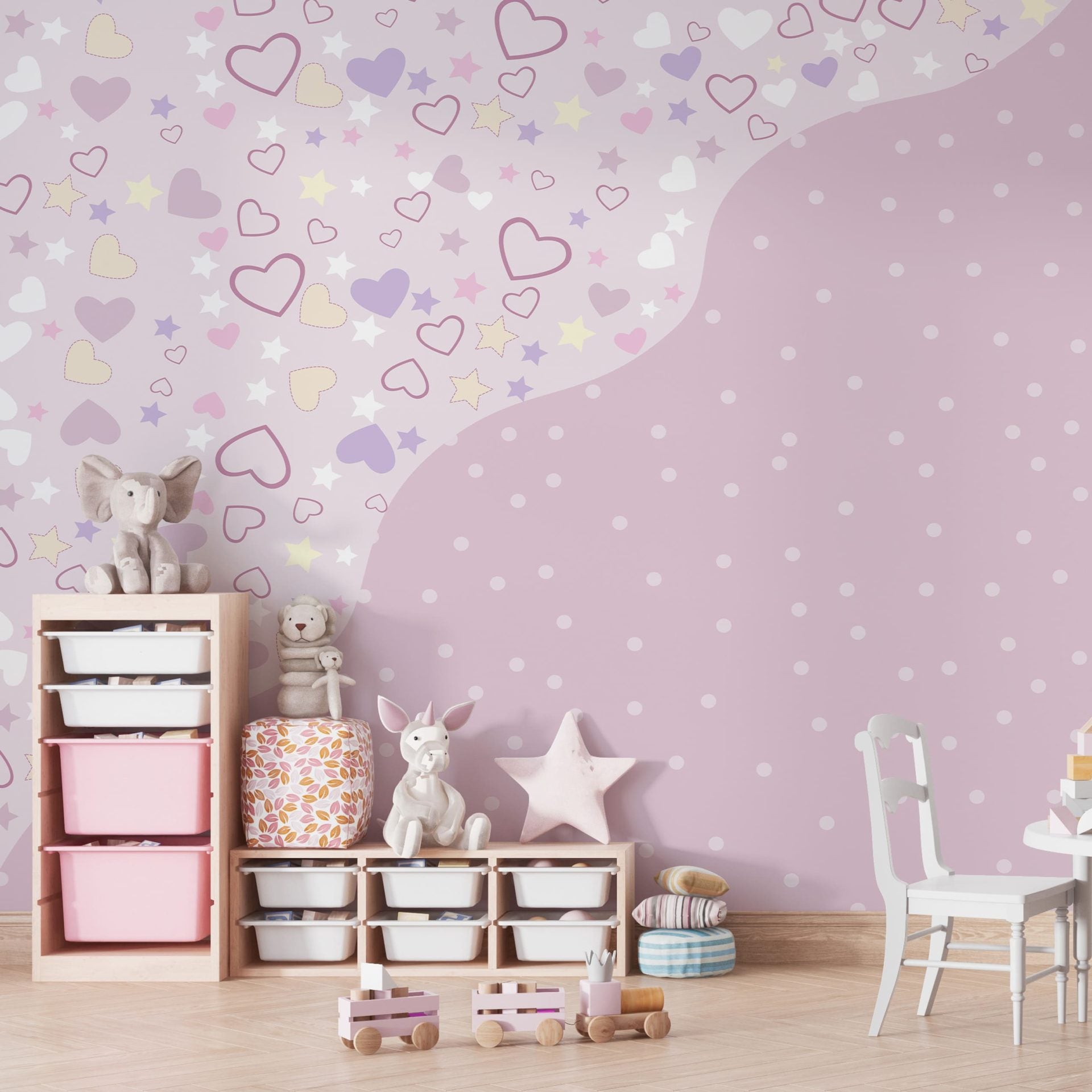 Papel de Parede Adesivo Menina Coração Lilás