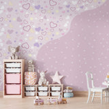 Papel de Parede Adesivo Menina Coração Lilás
